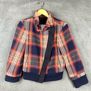 L.A.M.B. Gwen Stefani Plaid 100% Lambswool Jacket Blazer  2008 Size S Flaw